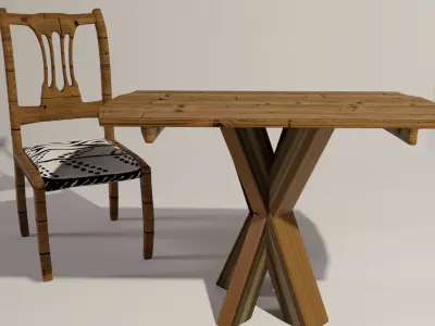 Wooden garden table 3D model