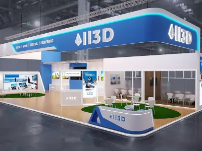 Exhibition Stand Stall  19X10 3 SIDE OPEN 3D model