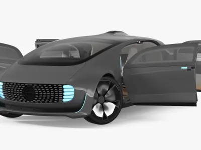  Futuristic Self Driving Concept Car Silver Rigged 