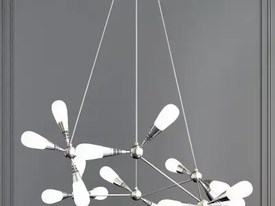 Chandelier low poly 3d model modern with balls hanging from it Low-poly 3D model