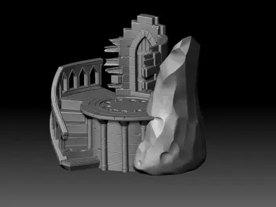 Ancient Circular Ruins with Stairs 3D  STL OBJ FBX 3D print model
