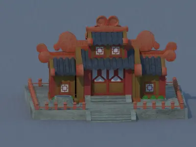 Cartoon Oriental architecture 3D model purchase