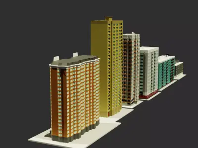 multi-storey building Low-poly 3D model