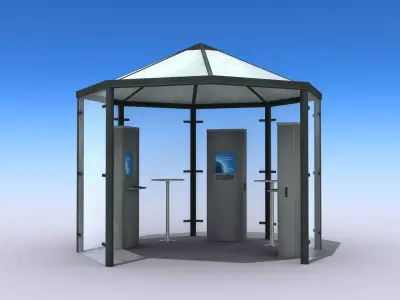 Multimedia Kiosk Low-poly 3D model