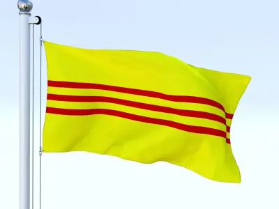 Animated South Vietnam Flag Low-poly 3D model