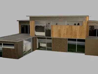 House building in snow Low-poly 3D model