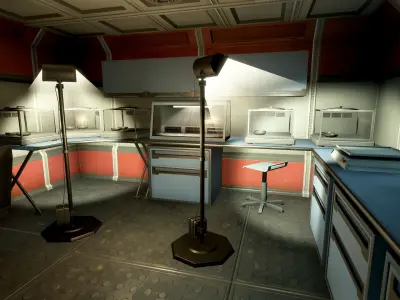 Modern Sci-Fi Modular Laboratory Low-poly 3D model