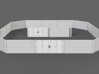 PBR Gate and Fence 1 Low-poly 3D model