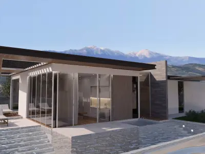 Home pool Villa Low-poly 3D model