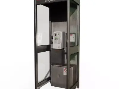 Telephone booth Low-poly 3D model 3