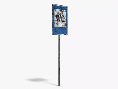 Damaged Toilet Info Sign Low-poly 3D model