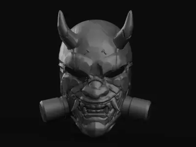 Oni mecha samurai mask 3D print model