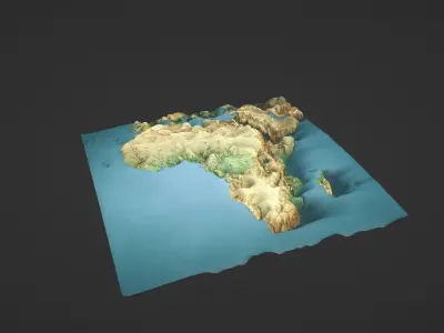 Africa Map Topography Low-poly 3D model