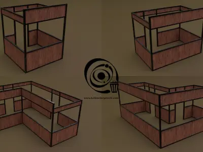 Stall stand Set 4M1T 03 R Low-poly 3D model