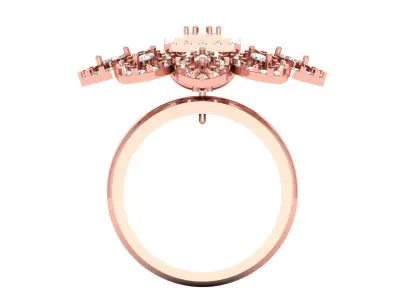 Solitaire Wedding Engagement Women Rings Flower Ring 3D print model