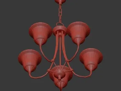 HARMONY five light chandelier with glass shades 3D model