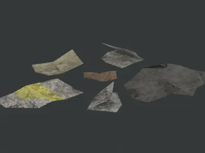 Dirty Crumpled Pieces of Paper - 6 Piece Set Free low-poly 3D model