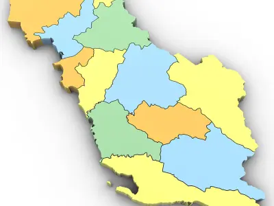 3d Political Map of Albania 3D model