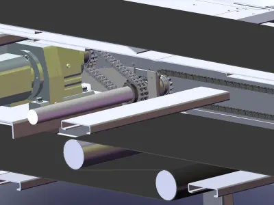 Three section telescopic belt loading conveyor 3D design 3D model