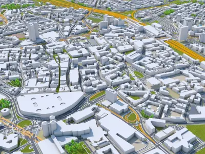 Essen Downtown Germany  Low-poly 3D model