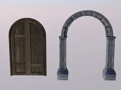 Arc and wooden doors 3D model