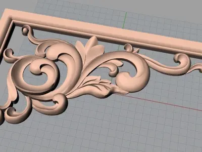 Furniture decorative corner flower 3D STL model for CNC E863 3D model