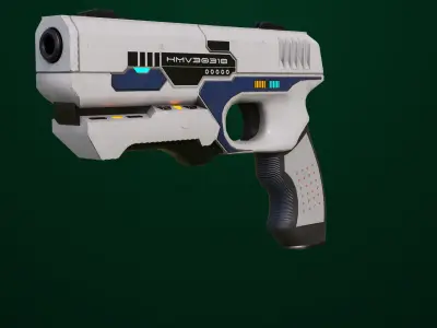 Sci-Fi Pistol White 01 All PBR Unity UE Textures Included Low-poly 3D model