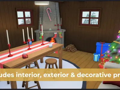 Winter  Christmas Low Poly Package Low-poly 3D model