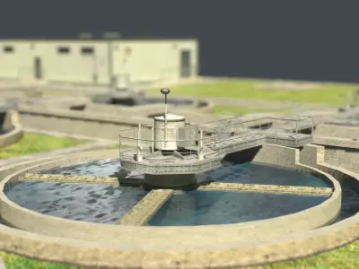 Water Treatment Plant Low Poly Low-poly 3D model