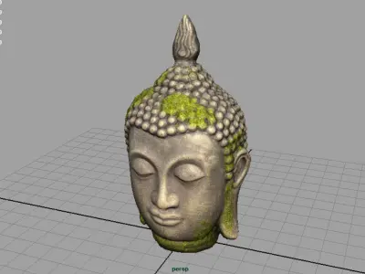 Ancient Buddha Head Low-poly 3D model