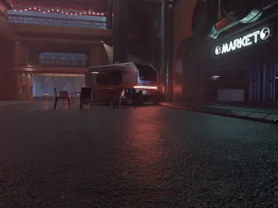 Cyberpunk Exterior Scene v4 - Jays Garage 3D model
