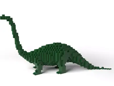 Bronchosaurus Minecraft Voxel Low-poly 3D model