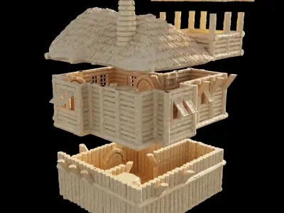 Fortified Forest House Tabletop Terrain 28 MM 3D print model