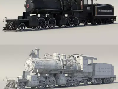steam train Low-poly 3D model