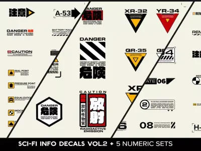 SCI FI Info Decals VOL 2 and Five Numeric Sets Texture
