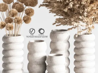 Dry flowers bouquet vase 09 3D model