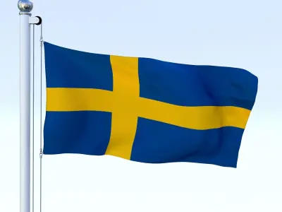 Animated Sweeden Flag Low-poly 3D model