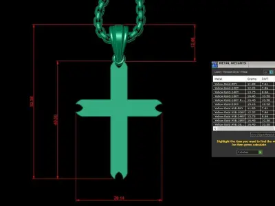 High Cross Pendant Light Gold 18K 3CP073 3D model