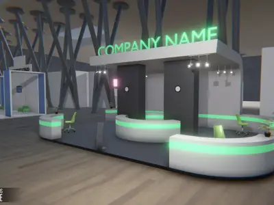 Exhibition stands - conference Low-poly 3D model