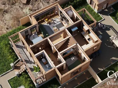 Modular Classic Style American House 7 Low-poly 3D model