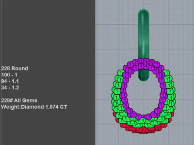 Pave Diamond Dangle Huggie Earrings 3D print model