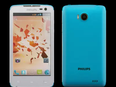 Philips Xenium W732 White Blue Low-poly 3D model