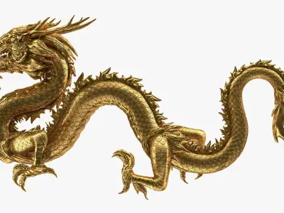  Golden Chinese Dragon 3D Model 