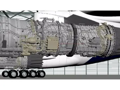 Civil aircraft and their turbofan engines 3D model