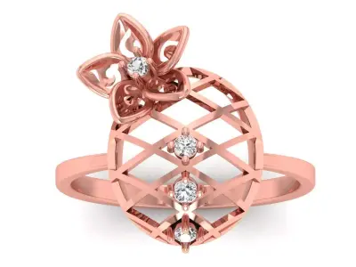 Solitaire Wedding Engagement Women Light Weight Flower Rings 3D print model 9
