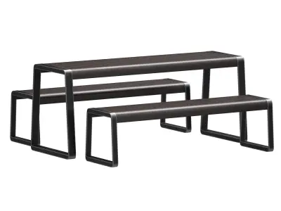 Outdoor furniture for cafe or park table and bench 3D model