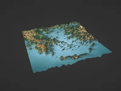 Aegean Sea Map Topography Low-poly 3D model