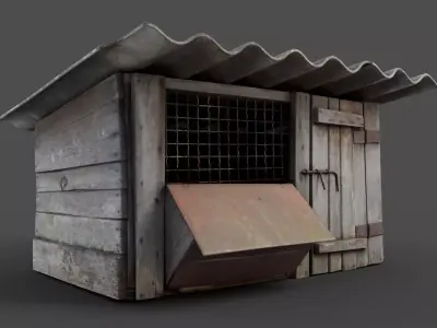 Wooden Cage Low-poly 3D model