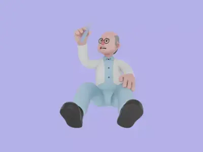 Stylized 3D Male Scientist Character - Cartoon Shocked Analysis 3D model
