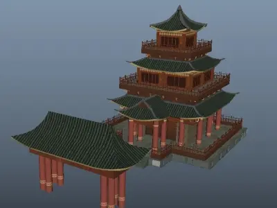 Shrine chinese pagoda - chinese pagoda Free low-poly 3D model